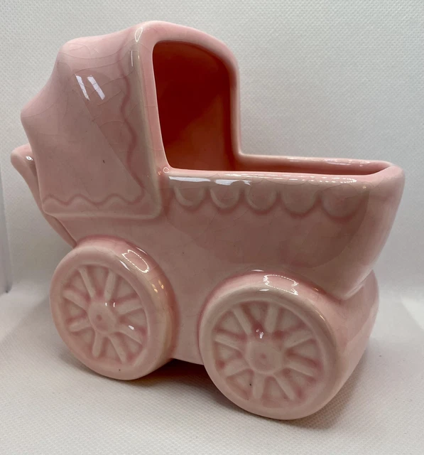 Vintage CA Goldammer PINK BABY Bassinet  Floral Arrangement ￼Vase/ Nursery 👶
