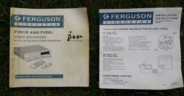 FERGUSON VIDEOSTAR FV51R FV52L Operating Instructions Manual Video VHS VCR