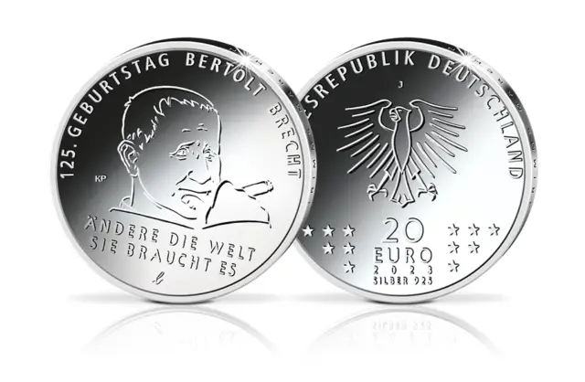 20 Euro Münze 2023 – 125. Geburtstag Bertolt Brecht Stempelglanz Silber 20 €