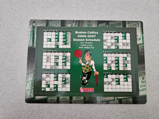 MS20 Boston Celtics 2006/07 NBA Basketball Magnet Schedule - Dunkin' Donuts