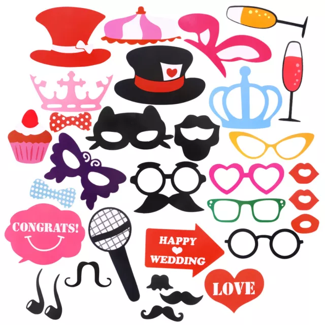 32pcs accessoires de photomaton de mariage kits photobooth habiller décoration