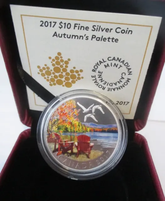 Canada 2017 $10 Fine Silver Coin: Autumn's Palette - 99.99% Fine Silver - COA