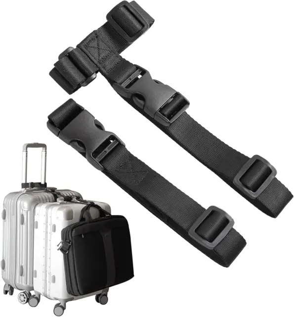 Luggage Straps,Two Add a Bag Suitcase Strap Belt,Adjustable Travel Attachment Ac