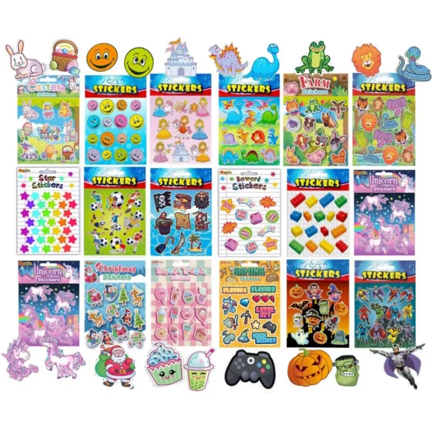 Sticker Sheets Party Bag Fillers Birthday Pinata Toy Loot Kids Girls Boys