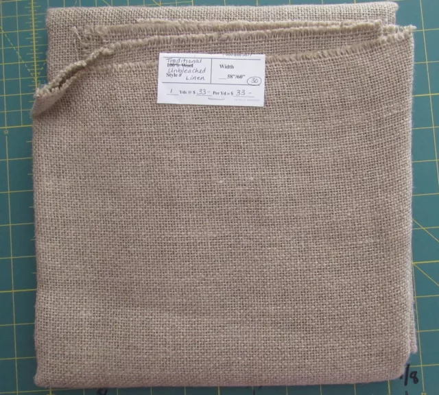 "Tela de gancho de alfombra, lino tradicional primitivo sin blanquear 1 yarda x 60"
