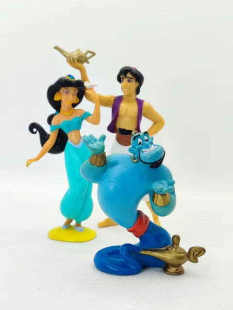 3X Disney Bullyland Aladdin Figures - Jasmine Aladdin Genie Plastic Figure Toy
