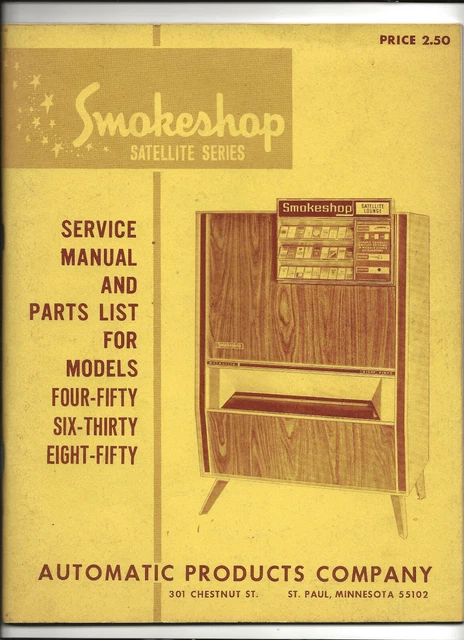 Service Manual/Parts List-Smokeshop 450 630 850-Satellite Series-Cigarette Vend