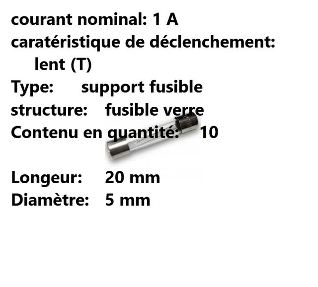 FUSIBLE T 1A  5X20mm (boite de 10 )