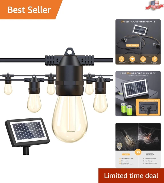 Heavy-Duty Durable Weatherproof Solar Outdoor Lights - 29 Ft - 60 LED Bulbs