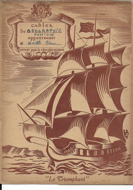 ANCIEN PROTEGE CAHIER NEUF   ANNEE   50s  CHOCOLAT MENIER  LE TRIOPHANT