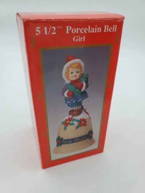 Vtg 1998 The Heritage Mint Holiday Collection 5 1/2”H “Girl” Porcelain Bell P/O