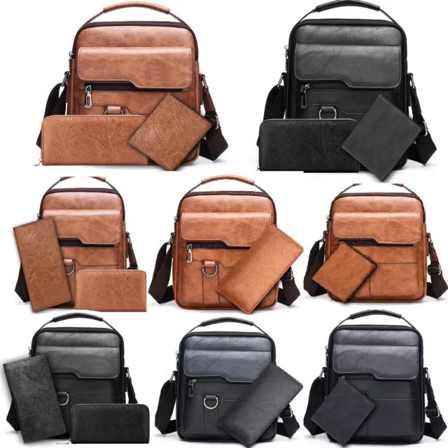 Men's PU Leather Crossbody Messenger Shoulder Bag Briefcase Satchel Handbag