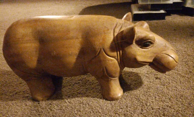 Carved  Solid Wood Hippo