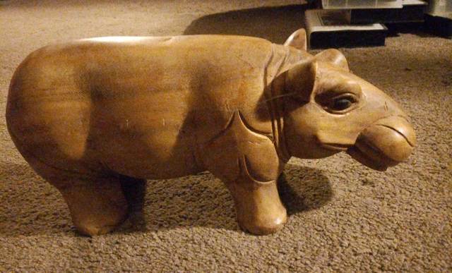 Carved  Solid Wood Hippo