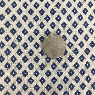 Vintage Feed Sack Fabric Tiny Blue White Diamond Full Pattern 36 x 40 Marks