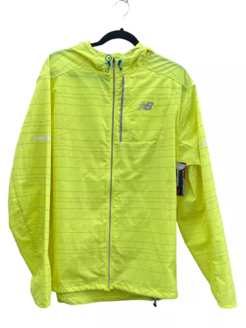 New Balance Lightweight Jacket Running Training Hood XL Neon