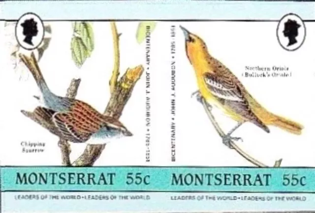 Montserrat #SG661v-SG662v 1985 Audubon Chipping Sparrow Bullock Oriole [582v]