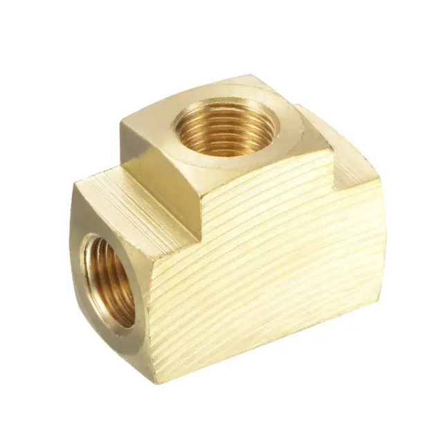 Brass Hose Fitting Tee 1/8 NPT Female Thread 3 Way Pipe Connector Adapter
