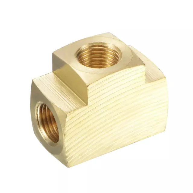 Brass Hose Fitting Tee 1/8 NPT Female Thread 3 Way Pipe Connector Adapter