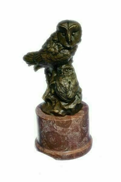 Abstract Modern Art Owl Bronze Sculpture Marble Statue Figurine Home Decor Gift