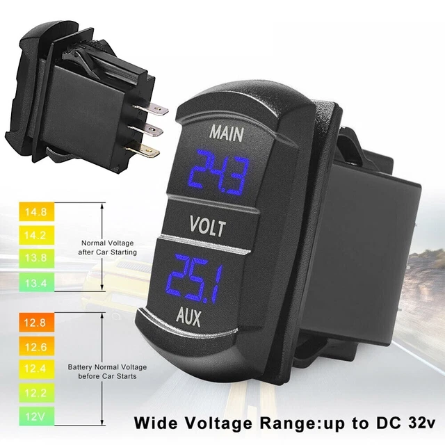 12 V double voltmètre USB volt-mètres écran numérique DEL rouge pour voiture