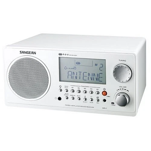 SANGEAN WR-2 AM/FM-RBDS Wooden Cabinet Digital Tuning Radio (White)