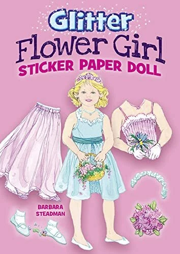 Glitter Flower Girl Sticker Paper Doll Dover Little Activity Books Paper Dolls