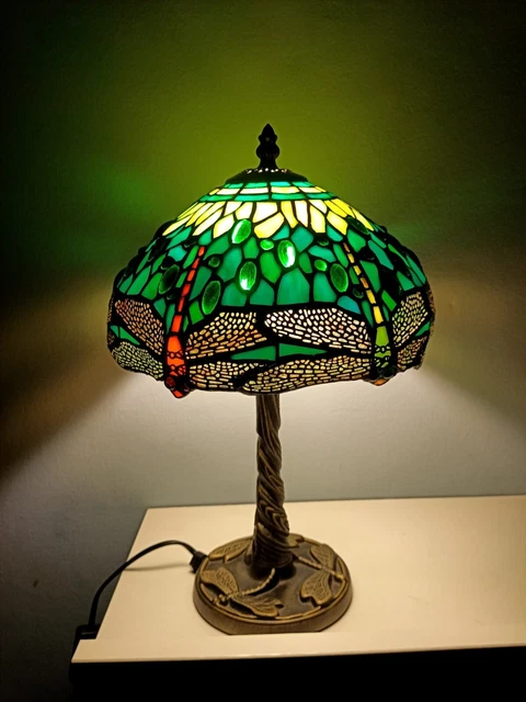 Lampada Tiffany tema libellule Con Piede Di Bronzo diametro 25cm. Artedalmondo
