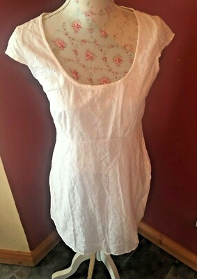 F&F Women's White Linen A-Line Dress - Size 10 (see photos for measurements)