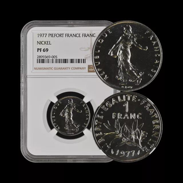 FRANCE. 1977, 1 Franc - NGC PF69 - Top Pop 🥇RARE Piéfort (Piedfort)