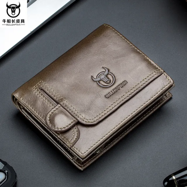 Men's Genuine Leather Cowhide Short Wallet ID Bifold Business Credit Card Holder