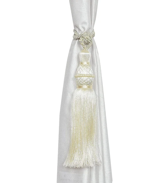 Beautiful Polyester Tassel Rope Curtain Tieback Off White Motijal set of 2 Pcs