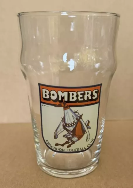 Vintage 1976  Beer Glass Essendon Football Club Bombers VFL  AFL 13CM