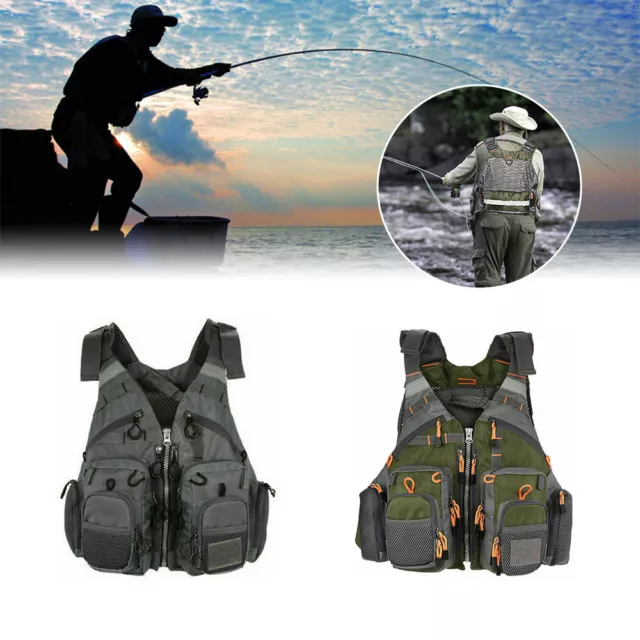 2 IN 1 Adjustable Multi-pocket Fishing Vest Quick Dry Waistcoat &  Lifejacket UK £27.03 - PicClick UK