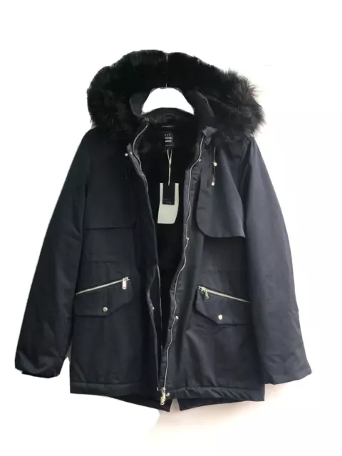 ZARA LAINE MANTEAU D Or Boutons Bleu Marine Avec Or Boutons Taille