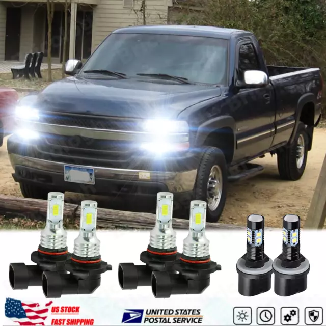 6X For Chevy Silverado 1999-2002 Tahoe 2000-2006 LED Headlights Lights Bulbs Kit