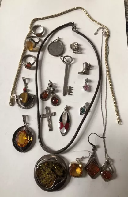 Job lot vintage sterling silver '925' Pendants 98g  bundle, Bag 3