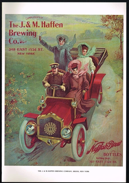 Vintage Haffen Beer Bar Decor Car Automobile Art Ad Poster Print