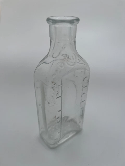 Matching Vintage Glass Medicine Bottles - Large 5" and Small 2.75"