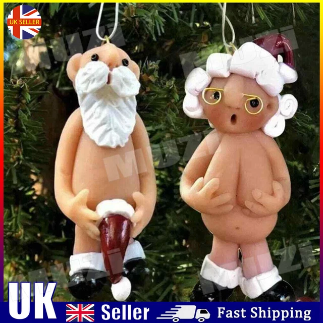 2PCS Set Naked Santa Christmas Funny Hanging Tree Decoration Ornaments 5CM / 8CM