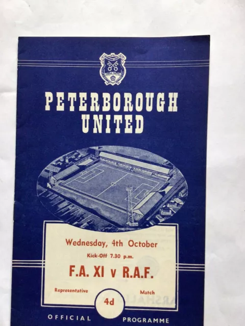 F.a Xi    V.    R.a.f.   Football. Programme. @ Peterborough United. 04/10/1961