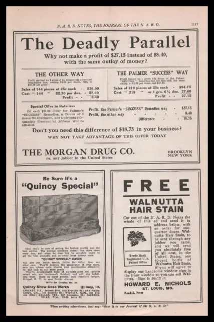 1912 The Morgan Drug Company Brooklyn New York "The Deadly Parallel" Print Ad