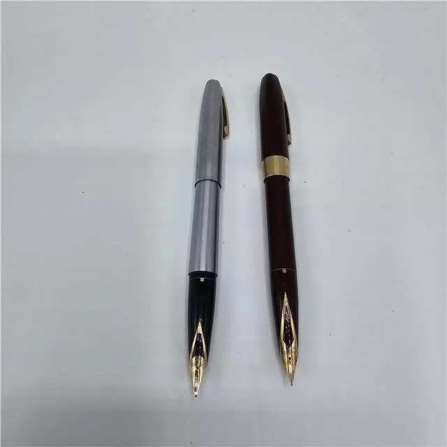 2X Vintage Shaeffer Red and Silver14K Gold Nib Touch Down Filler 585 hall mark