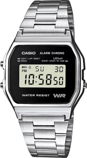 Armbanduhr Casio Vintage A158WA-1CR Herren Digital Quarz Uhr Edelstahl B-WARE