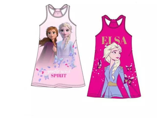 Disney Frozen II Sommerkleid fuchsia Elsa oder rosa Anna & Elsa 100 % Baumwolle