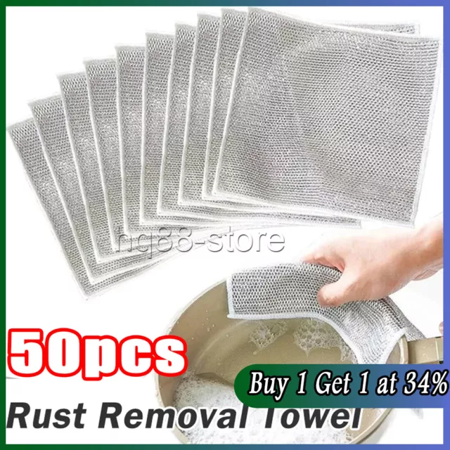 50PCS Multipurpose Wire Dishwashing Rag Kitchen Sinks Dishes Cloths Wiping Cloth