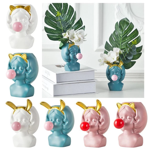 3D Mädchen Blumentopf Harz Büro Desktop Sukkulenten Pflanzer Stifthalter
