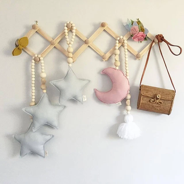 Telescopic Folding Coat Rack Wall Wooden Coat Rack For Hat Cap Belt Umbrella