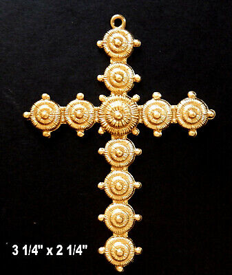 Vintage Brass Stamping  Large Cross / Ornate Design