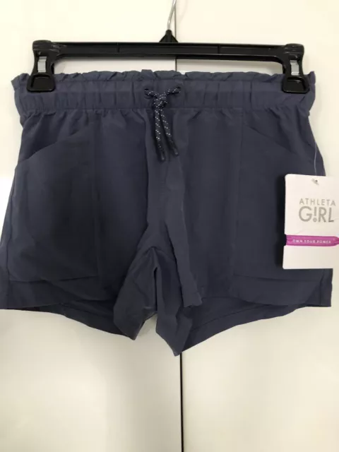 Athleta Girl Explore More 3" Shorts Wicking Sport Gym Medival Blue Sz M/8-10 New